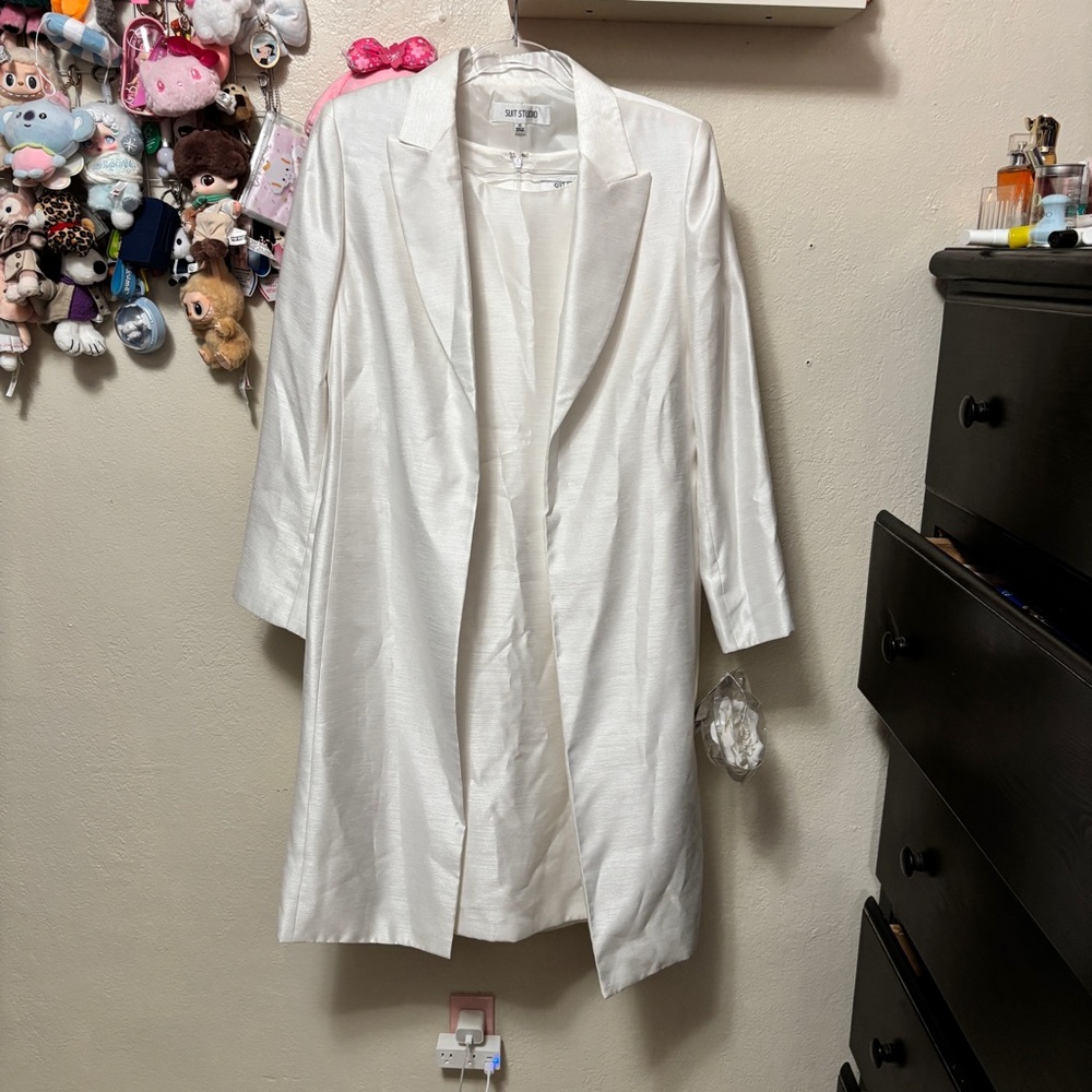 NWT Vintage Suit Studio White Two Piece Dress and Jacket Size 10